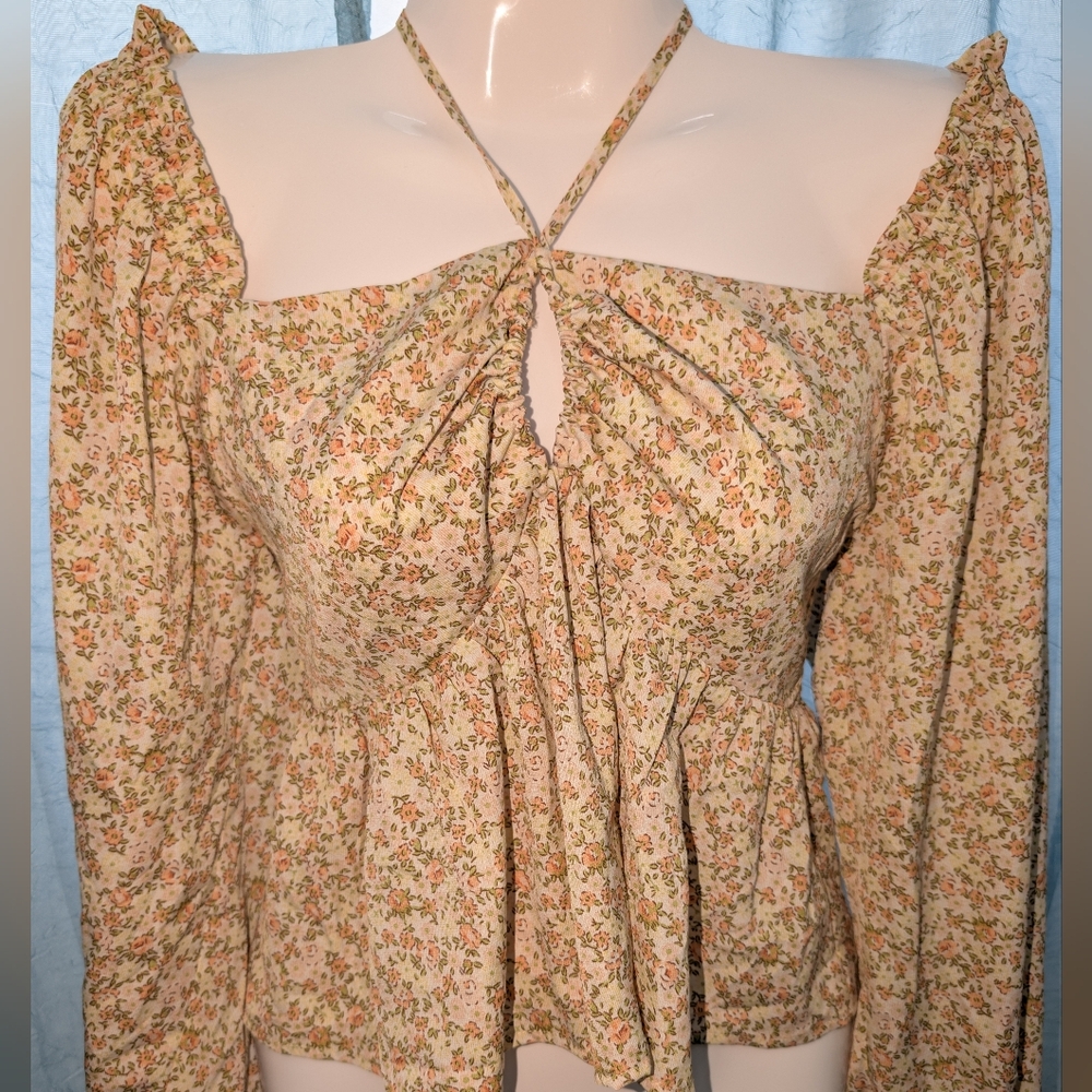 Floral Beige Women's Blouse